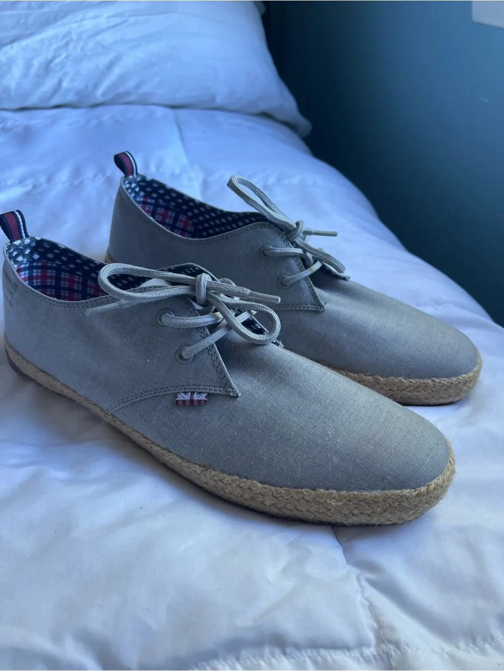 Ben Sherman Gray Canvas Boat Shoes with Jute Sole